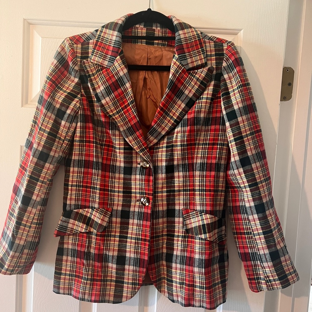 Vintage wool plaid blazer